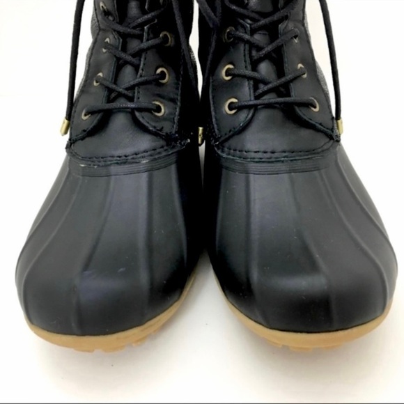 SAM Edelman Caldwell Winter Lace up Duck Boot in Metallic Black - Picture 3 of 8